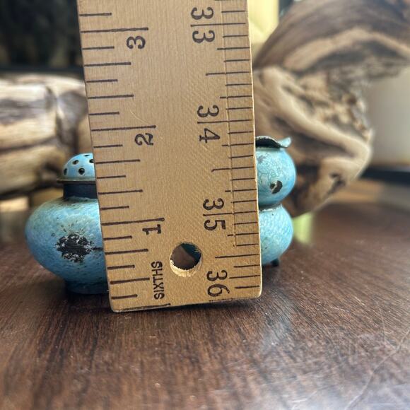 Set of Vintage Chinese Mini Cloisonne Stacked Salt Pepper Shaker Cellars - Picture 11 of 11